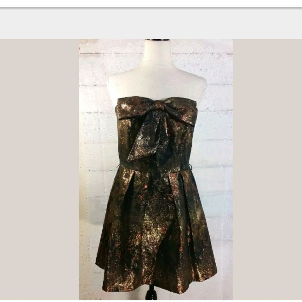 Eva Franco metallic Samhain dress Sz 8 Bow Bronze